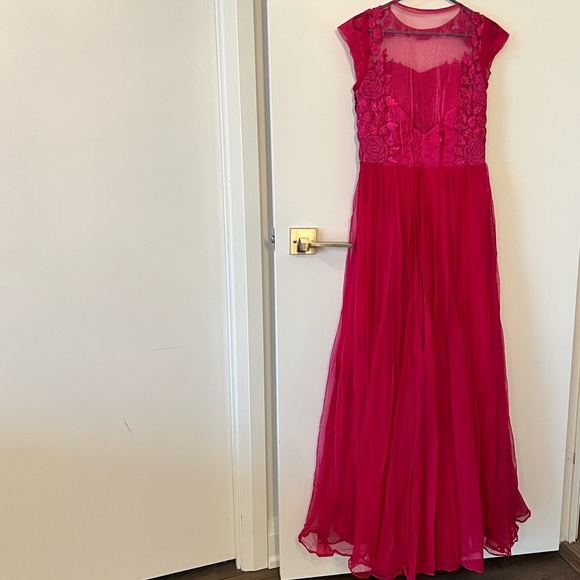 Fuchsia Maxi Embroidered Dress - Picture 1 of 10
